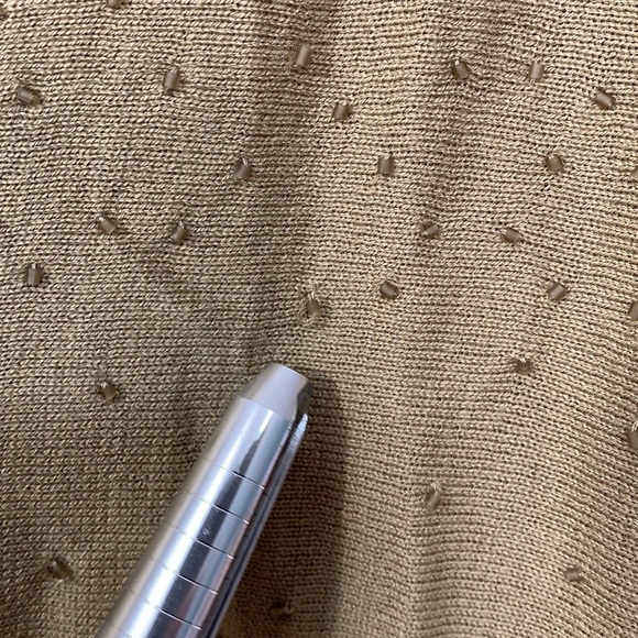 Talbots | NWT Tan Brown Silk Cotton Lightweight Beaded V-Neck Pullover Sweater S - Picture 14 of 17